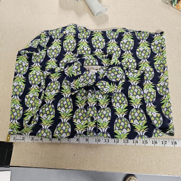 BANANA Republic Womens Size XS Pineapple Print Tie Blouse Preppy Resort Beach - Picture 6 of 8